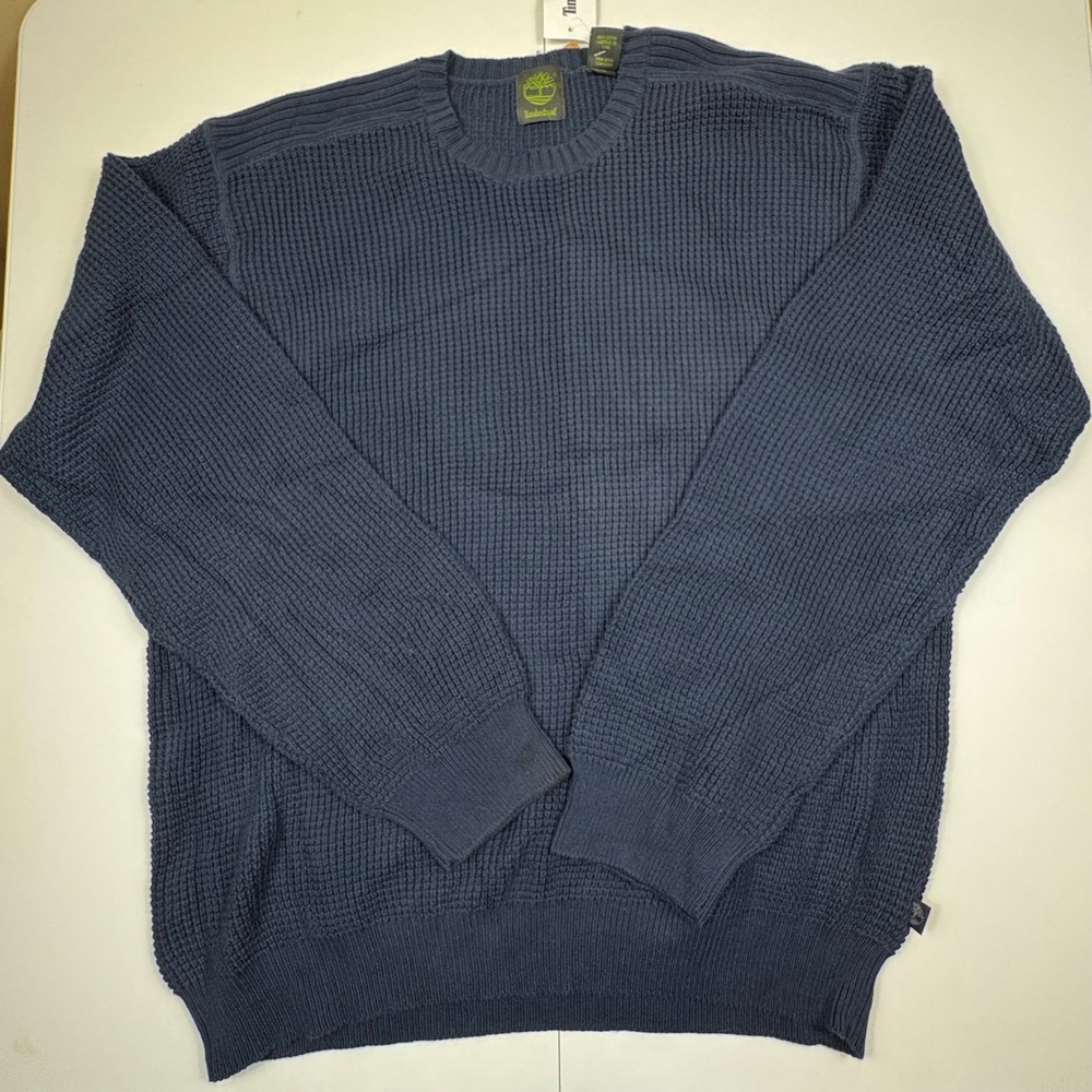 Timberland Mens XXL Waffle Knit Crewneck‎ Sweater Navy Blue NWT